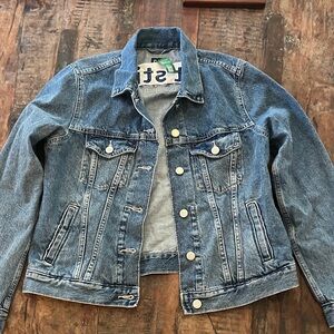 NWT GAP Blue Denim Jacket with custom embroidery.